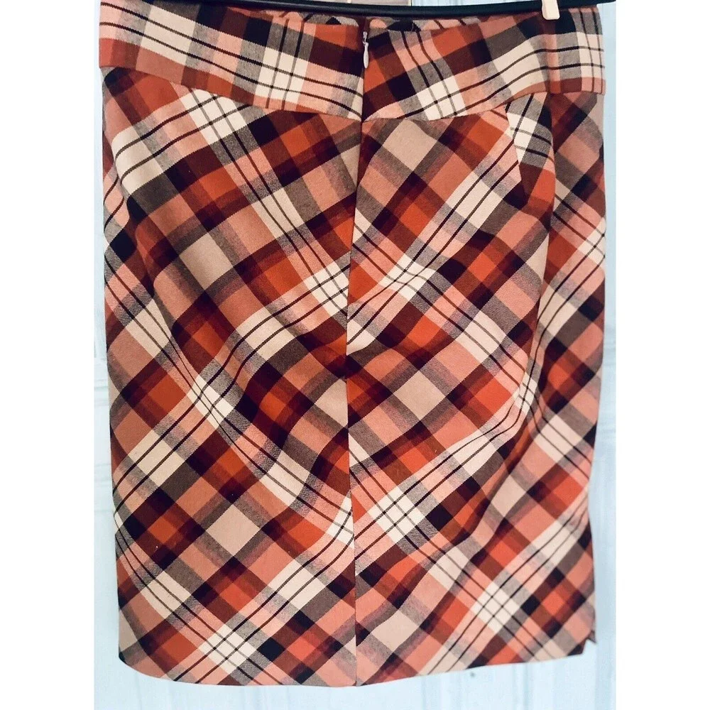 The Limited Y2K Pencil Skirt Plaid Women's Size 4 Orange - Picture 5 of 7